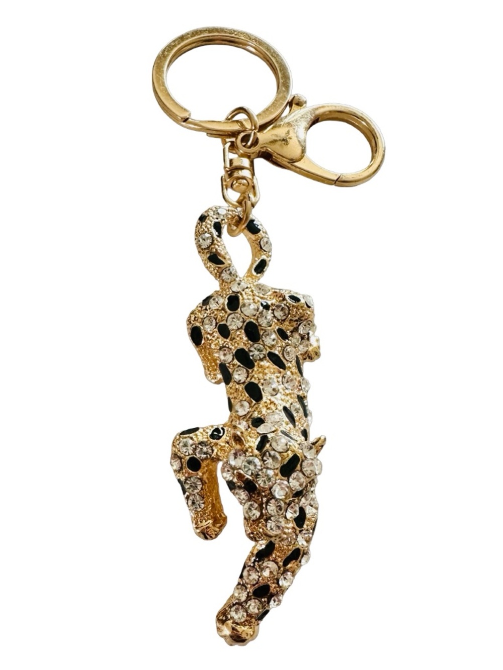 Gold-tone Jeweled Tiger Keychain Ring Handbag Charm 5 1/4” Luxury